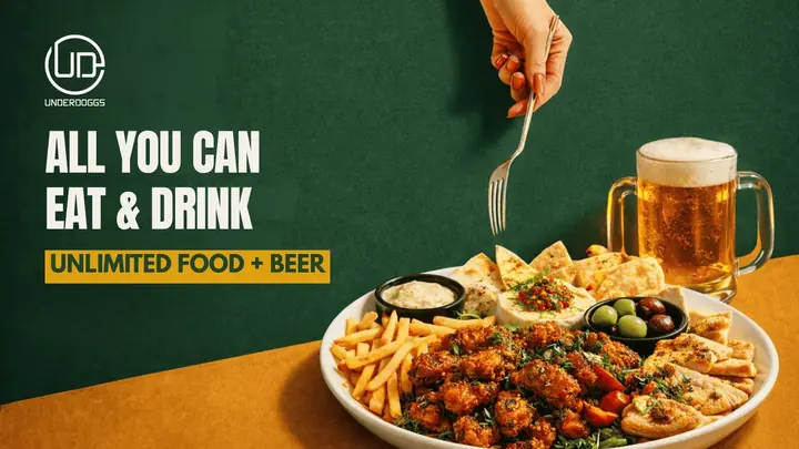 All You Can Eat & Drink Monday at Underdoggs poster