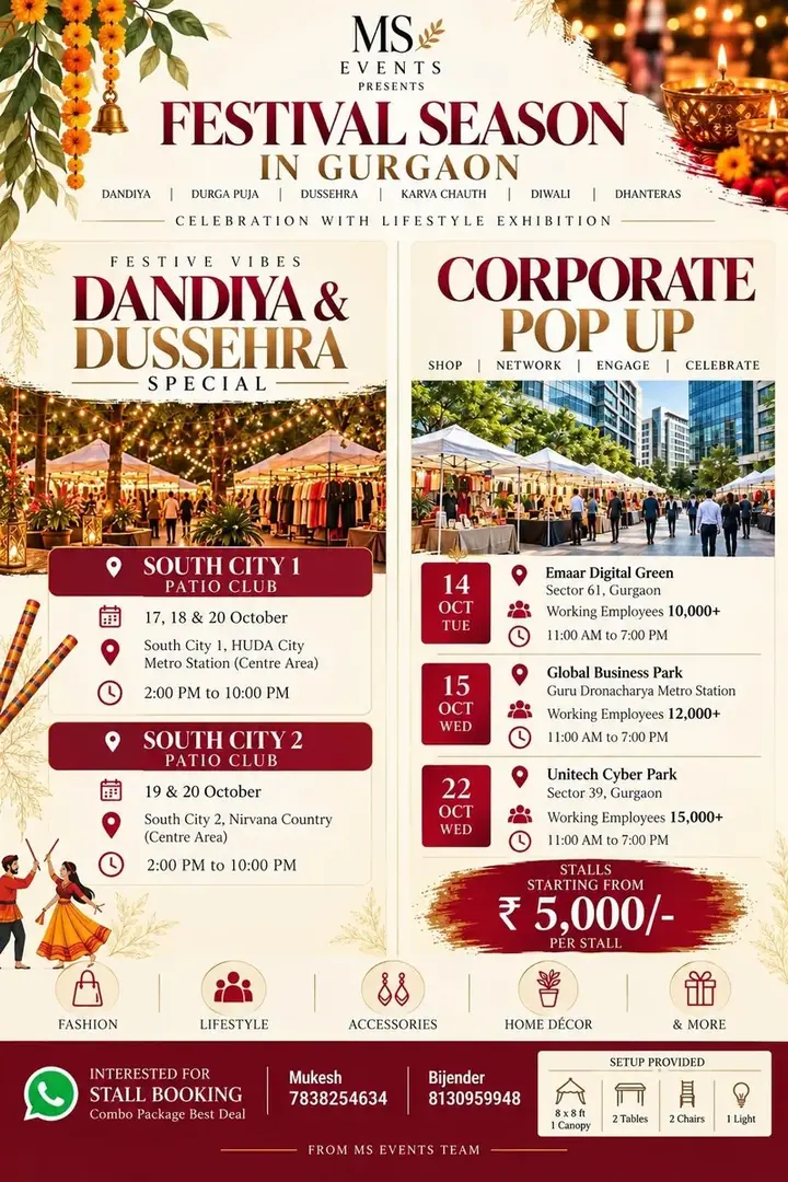 Dandiya, Durga Puja, Dussehra, Karva Chauth, Diwali Celebration with Lifestyle Exhibition poster