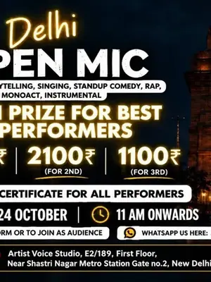 Delhi Open Mic - Poetry, Storytelling, Singing, Standup Comedy poster