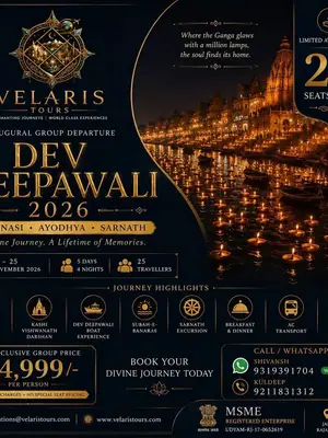 Dev Deepawali 2026 – Ayodhya & Varanasi by Velaris Tours poster