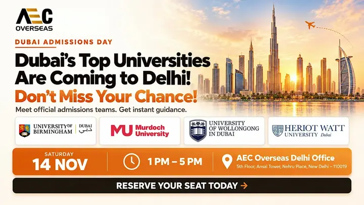 Dubai Admissions Day | Meet Birmingham, Murdoch, Heriot-Watt, Wollongong poster