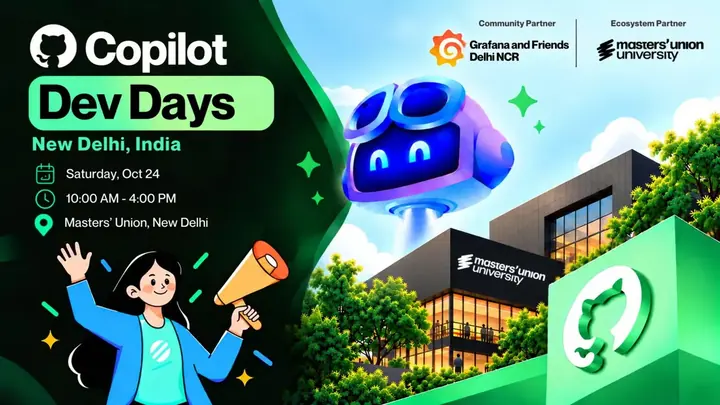 Grafana Delhi NCR x GitHub Copilot Dev Days poster