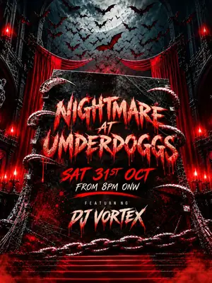 Halloween Night Party at Underdoggs Arena poster