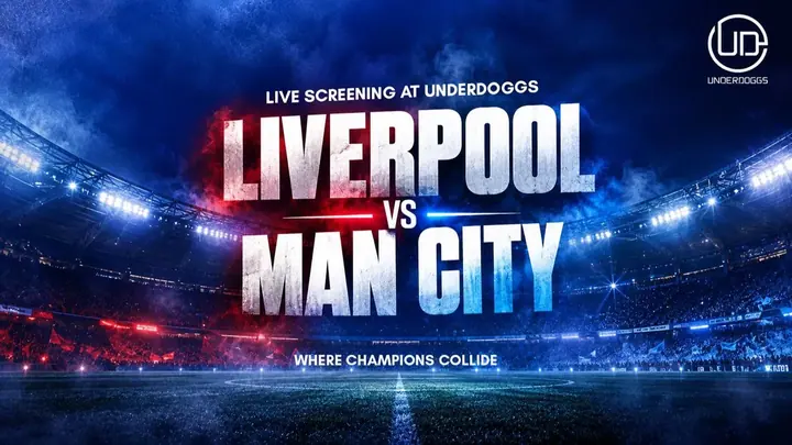 Screening of Liverpool vs Man City at Underdoggs Arena poster