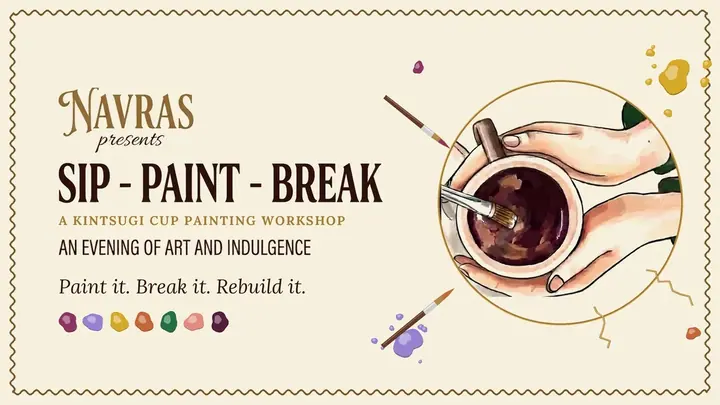 Sip-Paint-Break | Kintsugi Cup Painting Workshop poster